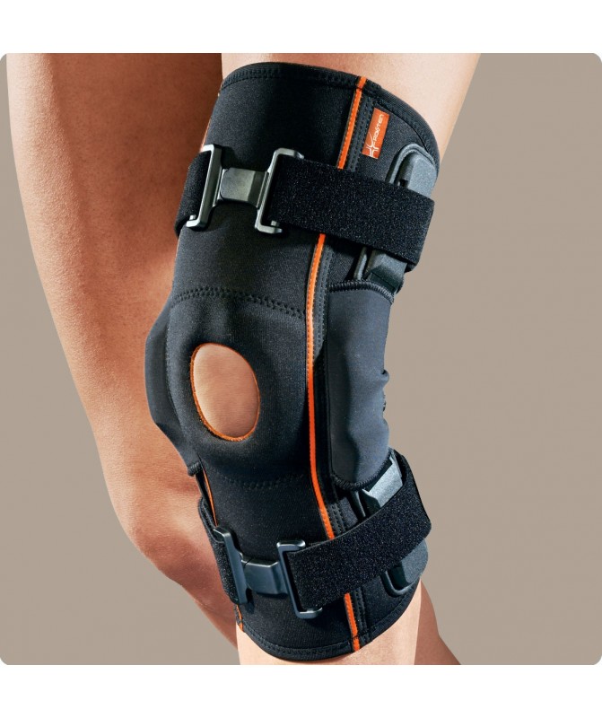 Tutore ginocchio in neoprene con aste e stabilizzatore